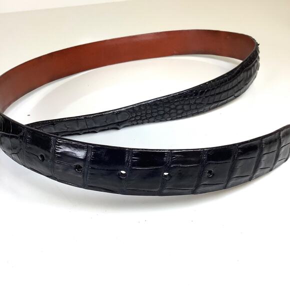 Pat Areias 925 Sterling Silver Stamped Equestrian Buckle Alligator Black Belt 38 - Picture 16 of 16
